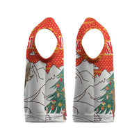 Kyrgyzstan Christmas Knitted V-Neck Vest with Mountain Goat in Festive Red Snowflake Pattern and Holiday Tree - Wonder Print Shop