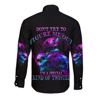 Don't Try To Figure Me Out Long Sleeve Button Shirt - Wonder Print Shop
