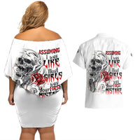 Assuming I Was Like Most Girls Skull Couples Matching Off Shoulder Short Dress and Hawaiian Shirt - Wonder Print Shop