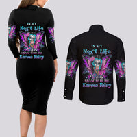 Karma Fairy Sugar Skull Couples Matching Long Sleeve Bodycon Dress and Long Sleeve Button Shirt - Wonder Print Shop