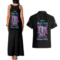 Karma Fairy Sugar Skull Couples Matching Tank Maxi Dress and Hawaiian Shirt - Wonder Print Shop