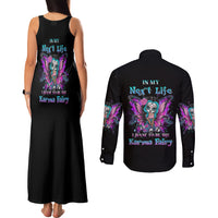 Karma Fairy Sugar Skull Couples Matching Tank Maxi Dress and Long Sleeve Button Shirt - Wonder Print Shop