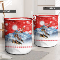 German Shepherd Christmas Laundry Basket with Santa Sleigh Ride and Snowy Mountain Design - Wonder Print Shop