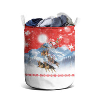 German Shepherd Christmas Laundry Basket with Santa Sleigh Ride and Snowy Mountain Design - Wonder Print Shop