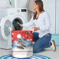 German Shepherd Christmas Laundry Basket with Santa Sleigh Ride and Snowy Mountain Design - Wonder Print Shop