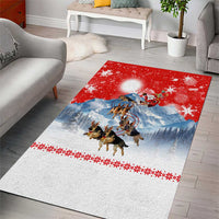 German Shepherd Christmas Area Rug with Santa Sleigh Ride and Snowy Mountain Design - Wonder Print Shop