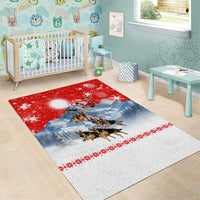 German Shepherd Christmas Area Rug with Santa Sleigh Ride and Snowy Mountain Design - Wonder Print Shop