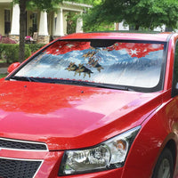 German Shepherd Christmas Auto Sun Shade with Santa Sleigh Ride and Snowy Mountain Design - Wonder Print Shop