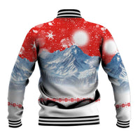 German Shepherd Christmas Baseball Jacket with Santa Sleigh Ride and Snowy Mountain Design - Wonder Print Shop