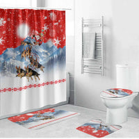 German Shepherd Christmas Bathroom Set with Santa Sleigh Ride and Snowy Mountain Design - Wonder Print Shop