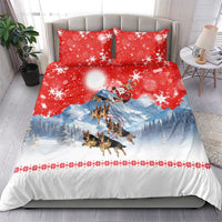 German Shepherd Christmas Bedding Set with Santa Sleigh Ride and Snowy Mountain Design - Wonder Print Shop