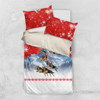 German Shepherd Christmas Bedding Set with Santa Sleigh Ride and Snowy Mountain Design - Wonder Print Shop