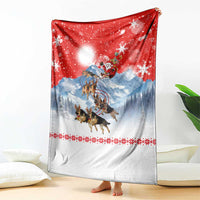 German Shepherd Christmas Blanket with Santa Sleigh Ride and Snowy Mountain Design - Wonder Print Shop