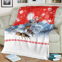 German Shepherd Christmas Blanket with Santa Sleigh Ride and Snowy Mountain Design - Wonder Print Shop
