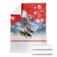 German Shepherd Christmas Blanket with Santa Sleigh Ride and Snowy Mountain Design - Wonder Print Shop