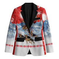 German Shepherd Christmas Blazer with Santa Sleigh Ride and Snowy Mountain Design - Wonder Print Shop
