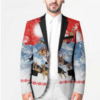 German Shepherd Christmas Blazer with Santa Sleigh Ride and Snowy Mountain Design - Wonder Print Shop