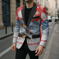German Shepherd Christmas Blazer with Santa Sleigh Ride and Snowy Mountain Design - Wonder Print Shop