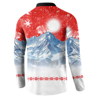 German Shepherd Christmas Button Sweatshirt with Santa Sleigh Ride and Snowy Mountain Design - Wonder Print Shop