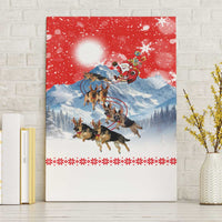 German Shepherd Christmas Canvas Wall Art with Santa Sleigh Ride and Snowy Mountain Design - Wonder Print Shop