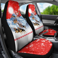 German Shepherd Christmas Car Seat Cover with Santa Sleigh Ride and Snowy Mountain Design - Wonder Print Shop