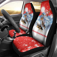 German Shepherd Christmas Car Seat Cover with Santa Sleigh Ride and Snowy Mountain Design - Wonder Print Shop