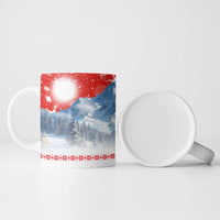 German Shepherd Christmas Ceramic Mug with Santa Sleigh Ride and Snowy Mountain Design - Wonder Print Shop