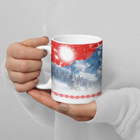 German Shepherd Christmas Ceramic Mug with Santa Sleigh Ride and Snowy Mountain Design - Wonder Print Shop