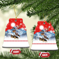 German Shepherd Christmas Ceramic Ornament with Santa Sleigh Ride and Snowy Mountain Design - Wonder Print Shop