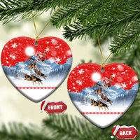 German Shepherd Christmas Ceramic Ornament with Santa Sleigh Ride and Snowy Mountain Design - Wonder Print Shop