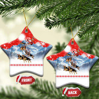 German Shepherd Christmas Ceramic Ornament with Santa Sleigh Ride and Snowy Mountain Design - Wonder Print Shop