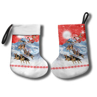 German Shepherd Christmas Stocking with Santa Sleigh Ride and Snowy Mountain Design - Wonder Print Shop