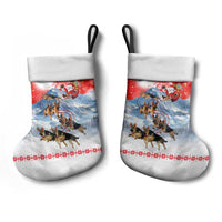 German Shepherd Christmas Stocking with Santa Sleigh Ride and Snowy Mountain Design - Wonder Print Shop