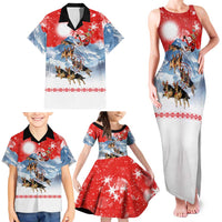German Shepherd Christmas Family Matching Tank Maxi Dress and Hawaiian Shirt with Santa Sleigh Ride and Snowy Mountain Design - Wonder Print Shop
