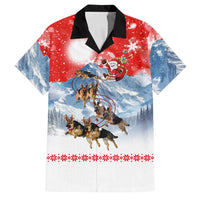 German Shepherd Christmas Family Matching Tank Maxi Dress and Hawaiian Shirt with Santa Sleigh Ride and Snowy Mountain Design - Wonder Print Shop