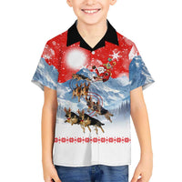 German Shepherd Christmas Family Matching Tank Maxi Dress and Hawaiian Shirt with Santa Sleigh Ride and Snowy Mountain Design - Wonder Print Shop