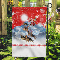 German Shepherd Christmas Garden Flag with Santa Sleigh Ride and Snowy Mountain Design - Wonder Print Shop