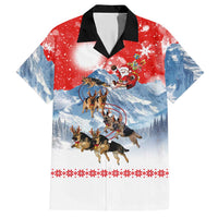 German Shepherd Christmas Hawaiian Shirt with Santa Sleigh Ride and Snowy Mountain Design - Wonder Print Shop