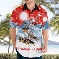 German Shepherd Christmas Hawaiian Shirt with Santa Sleigh Ride and Snowy Mountain Design - Wonder Print Shop
