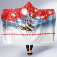 German Shepherd Christmas Hooded Blanket with Santa Sleigh Ride and Snowy Mountain Design - Wonder Print Shop