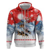 German Shepherd Christmas Hoodie with Santa Sleigh Ride and Snowy Mountain Design - Wonder Print Shop