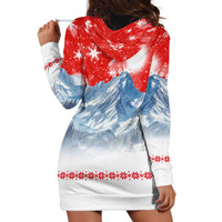 German Shepherd Christmas Hoodie Dress with Santa Sleigh Ride and Snowy Mountain Design - Wonder Print Shop