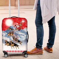 German Shepherd Christmas Luggage Cover with Santa Sleigh Ride and Snowy Mountain Design - Wonder Print Shop