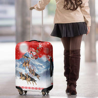 German Shepherd Christmas Luggage Cover with Santa Sleigh Ride and Snowy Mountain Design - Wonder Print Shop