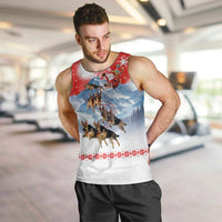 German Shepherd Christmas Men Tank Top with Santa Sleigh Ride and Snowy Mountain Design - Wonder Print Shop