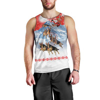 German Shepherd Christmas Men Tank Top with Santa Sleigh Ride and Snowy Mountain Design - Wonder Print Shop