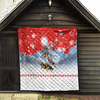 German Shepherd Christmas Quilt with Santa Sleigh Ride and Snowy Mountain Design - Wonder Print Shop
