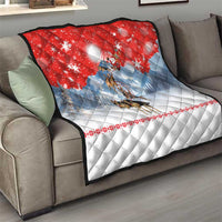 German Shepherd Christmas Quilt with Santa Sleigh Ride and Snowy Mountain Design - Wonder Print Shop