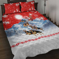 German Shepherd Christmas Quilt Bed Set with Santa Sleigh Ride and Snowy Mountain Design - Wonder Print Shop