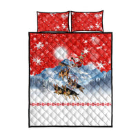 German Shepherd Christmas Quilt Bed Set with Santa Sleigh Ride and Snowy Mountain Design - Wonder Print Shop